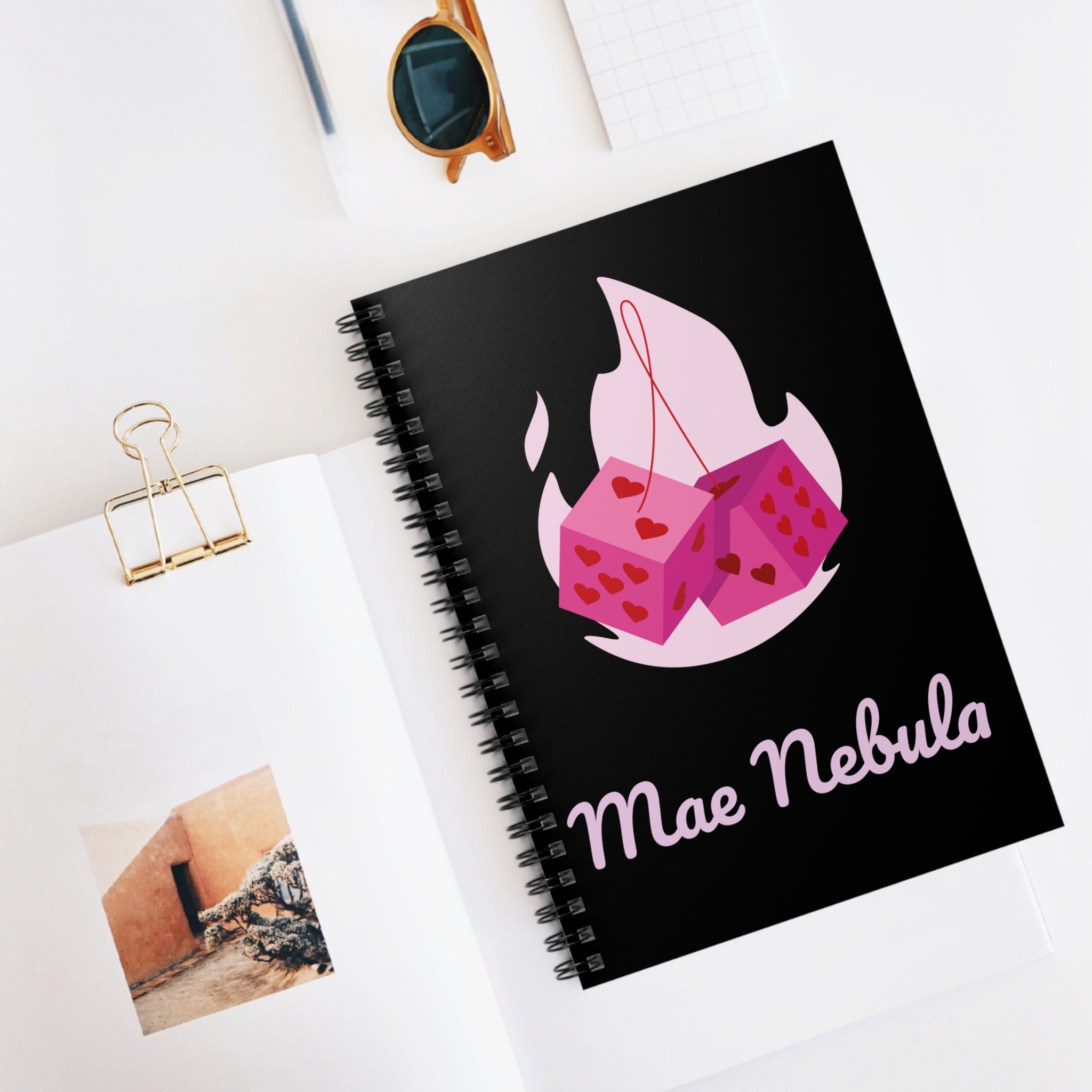 Spiral Notebook - Flaming Dice with Hearts
