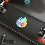 Holographic Die Cut Stickers - Flaming Dice with Hearts