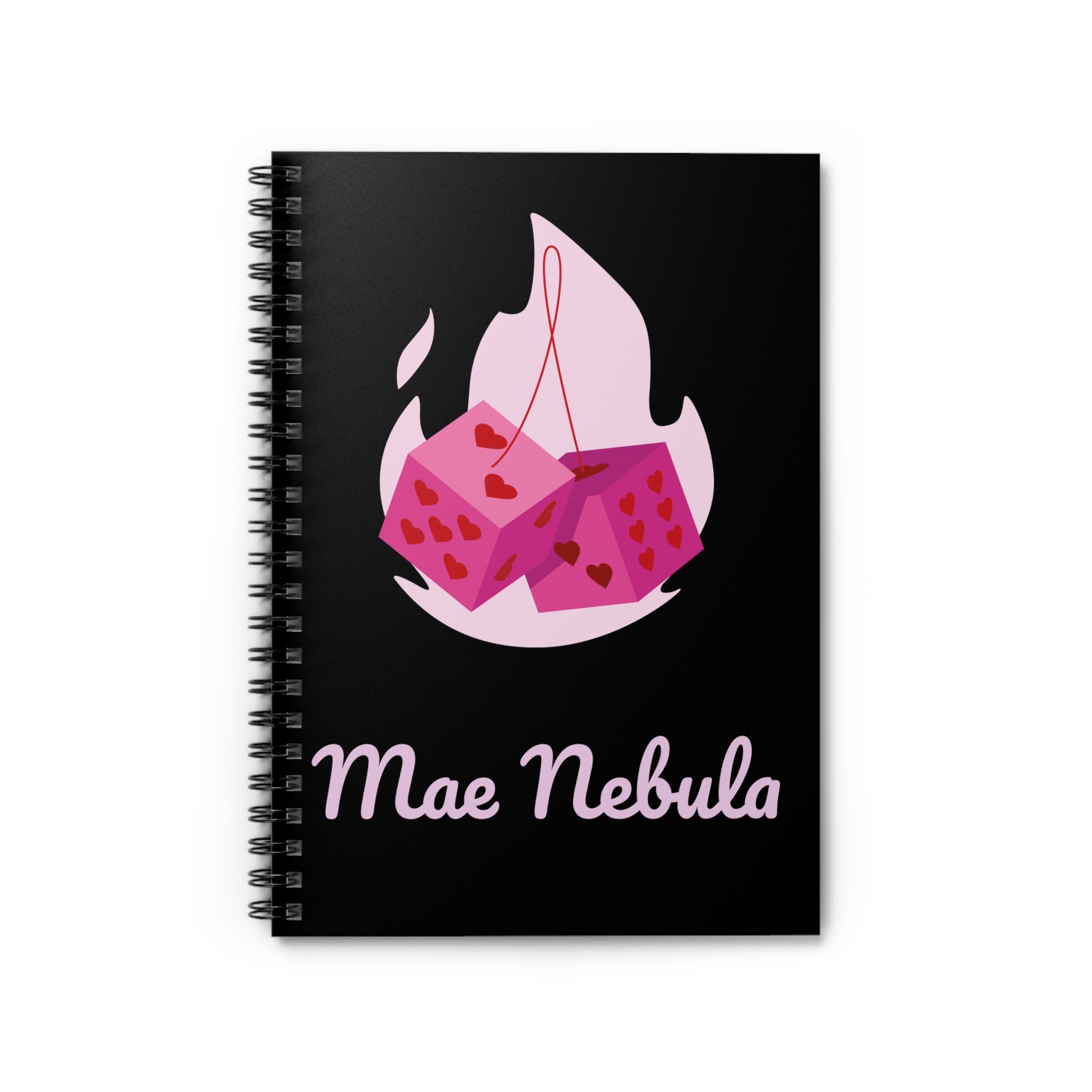 Spiral Notebook - Flaming Dice with Hearts