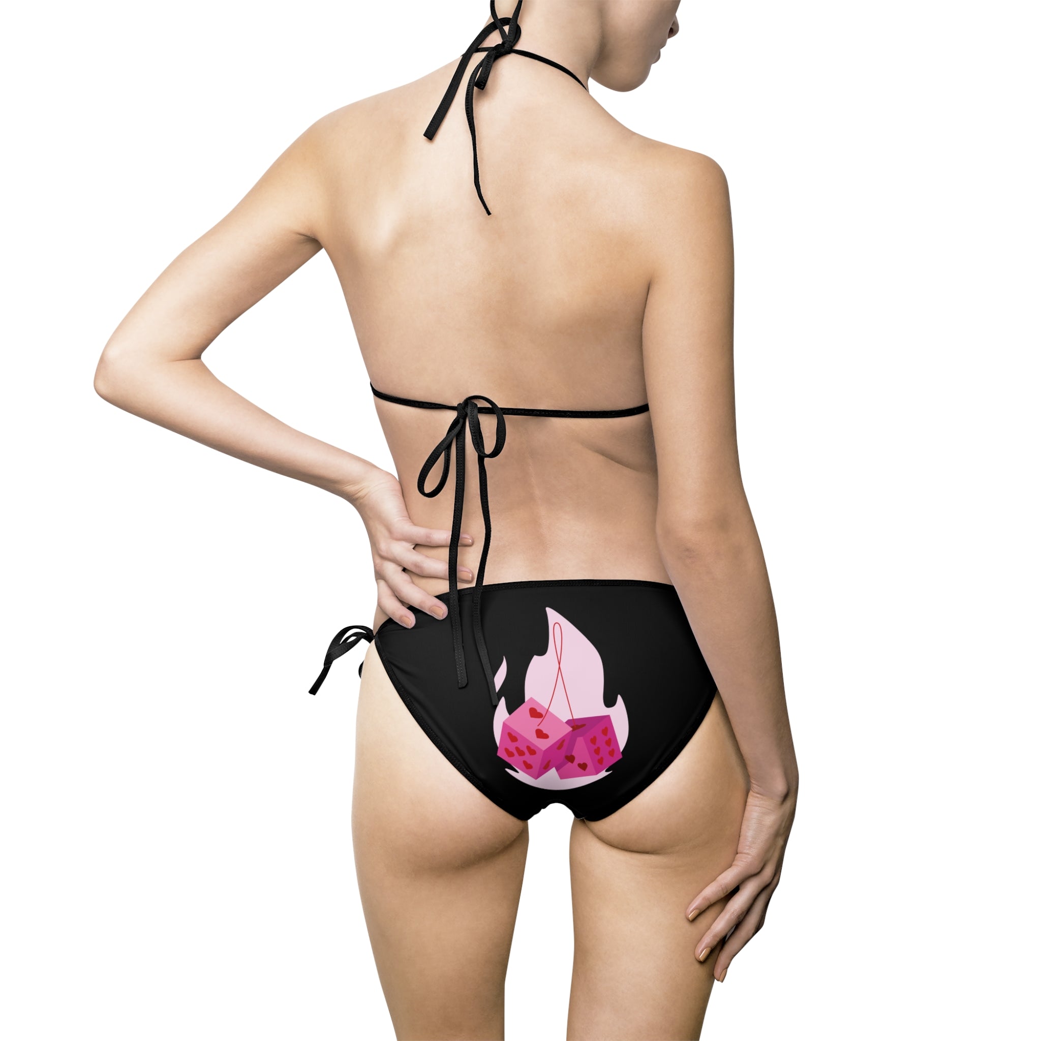Bikini Swimsuit - Flaming Dice with Hearts