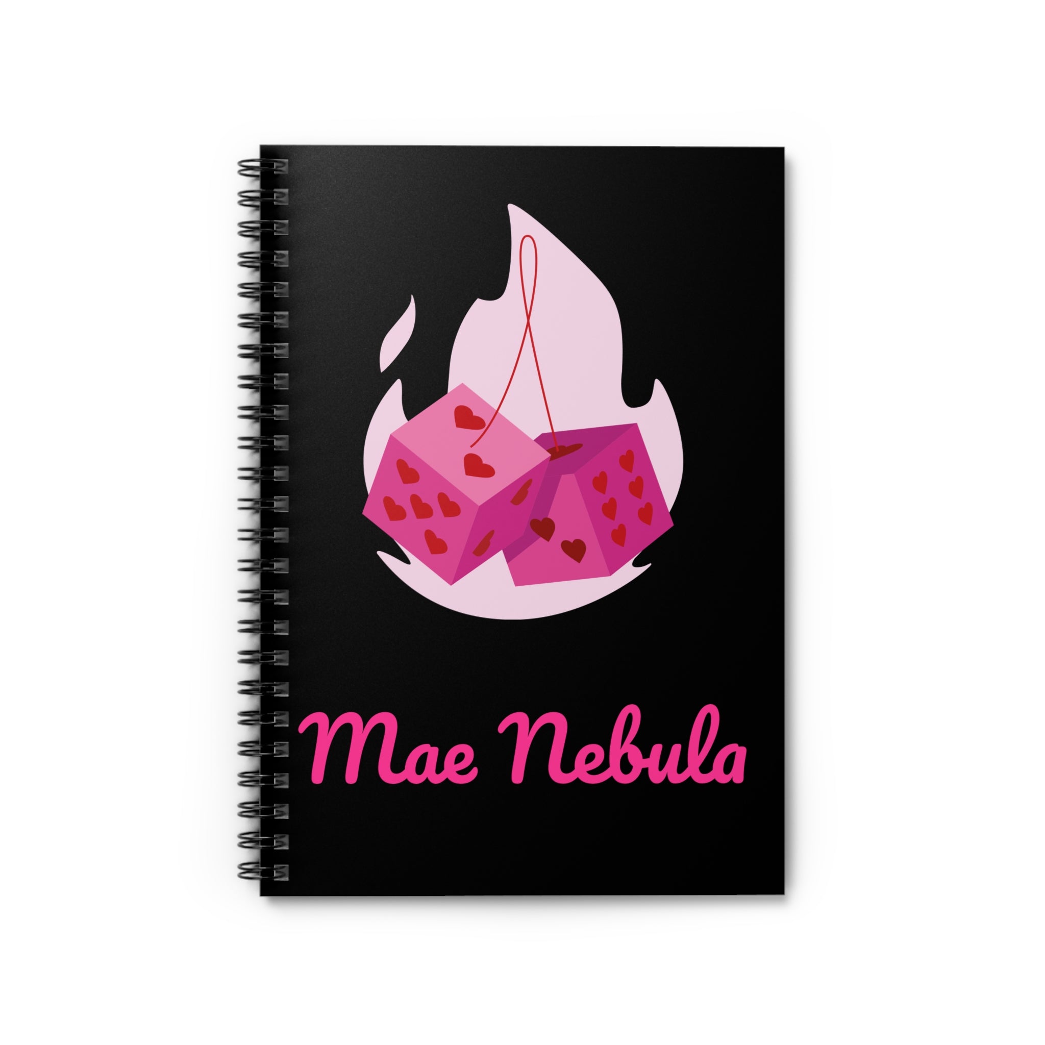 Spiral Notebook - Flaming Dice with Hearts