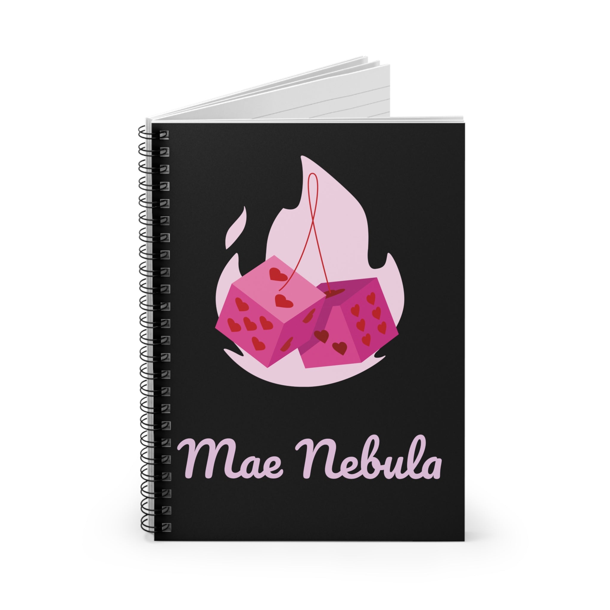 Spiral Notebook - Flaming Dice with Hearts
