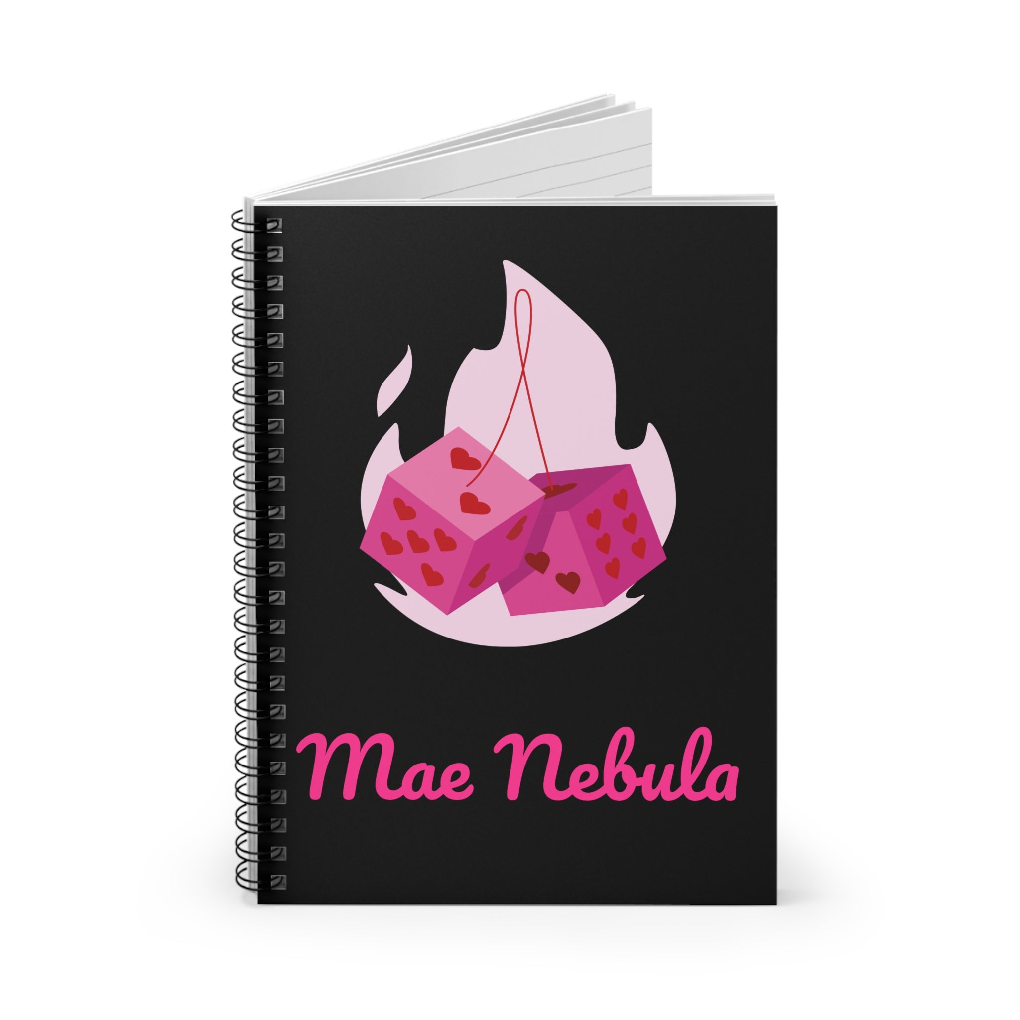 Spiral Notebook - Flaming Dice with Hearts